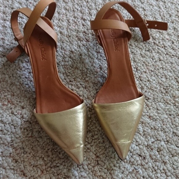 SEE BY CHLOE hera gold tone Ankle Strap Pump size 6.5 - Picture 3 of 11